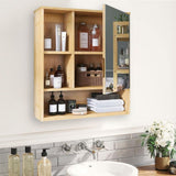 Bathroom Cabinets, Cupboards & Storage: Bamboo Wall Medicine Cabinet Mirror 55.5cm 5 Shelf