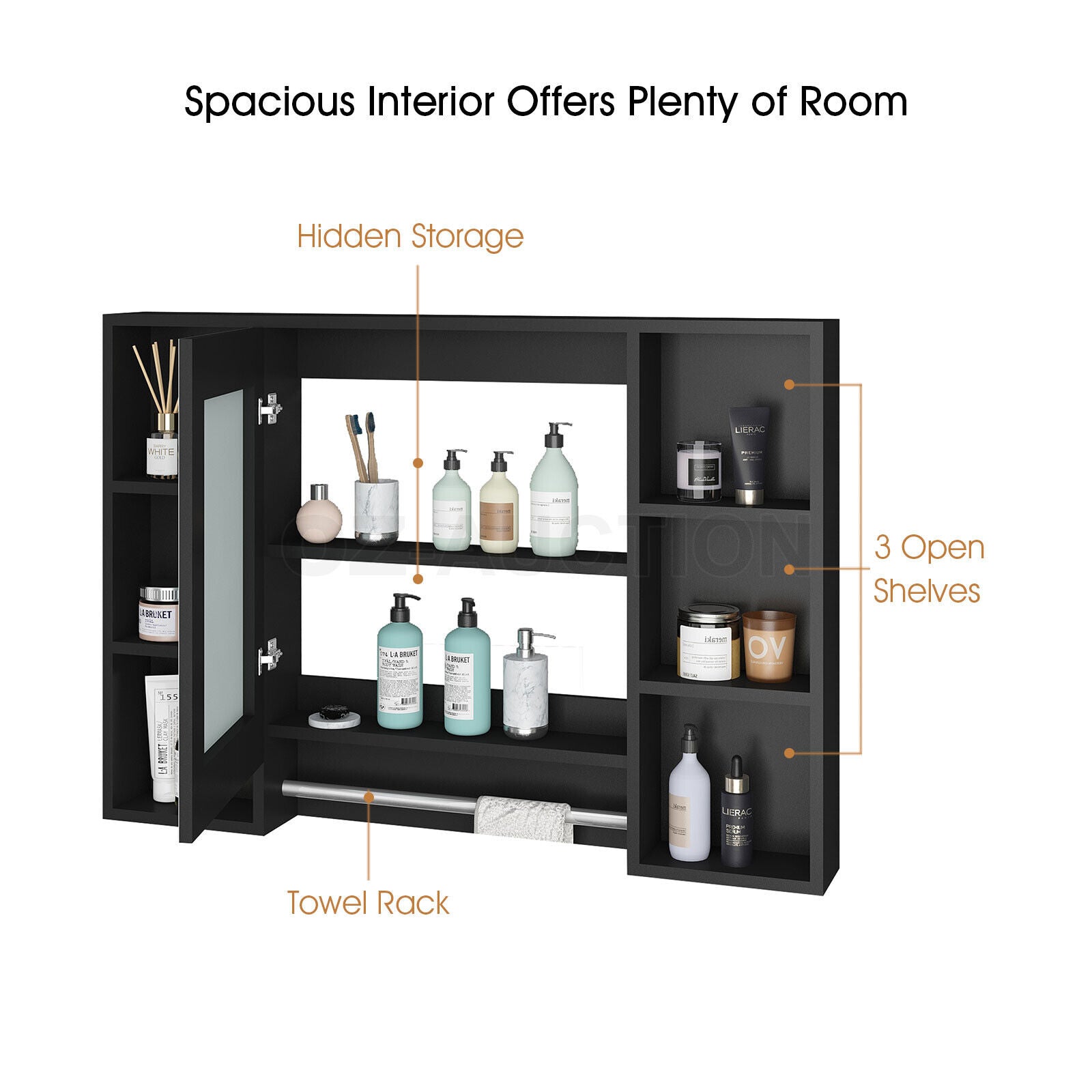 Bathroom Cabinets, Cupboards & Storage: Bathroom Mirrored Cabinet Wall Storage Organizer