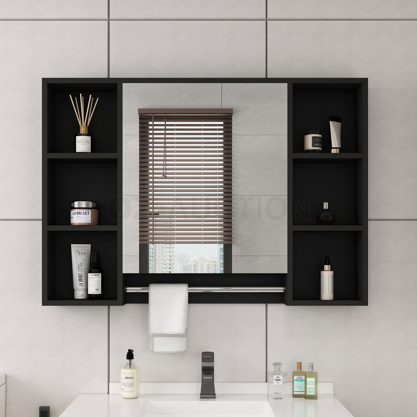 Bathroom Cabinets, Cupboards & Storage: Bathroom Mirrored Cabinet Wall Storage Organizer