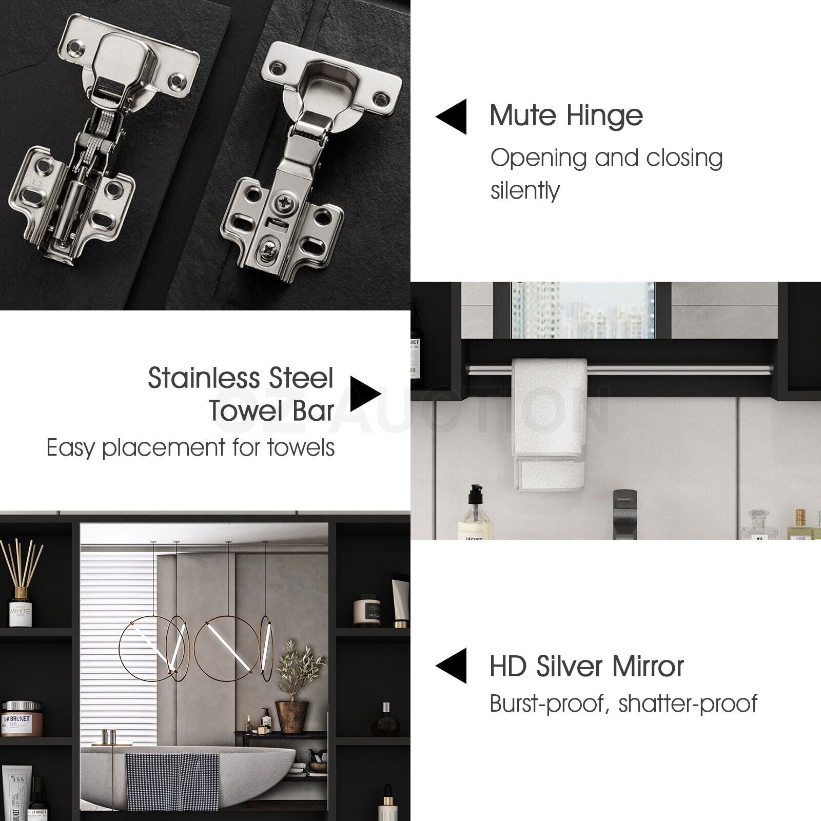 Bathroom Cabinets, Cupboards & Storage: Bathroom Mirrored Cabinet Wall Storage Organizer