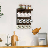 Kitchen Appliance Accessories: Wooden Wall Mounted Coffee Mug Rack 12 Hooks Cup Holder