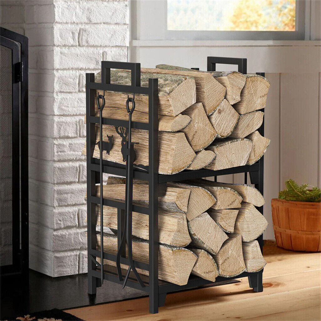 Coat Racks: Iron Log Holder Indoor Heavy Duty Firewood Rack 180kg