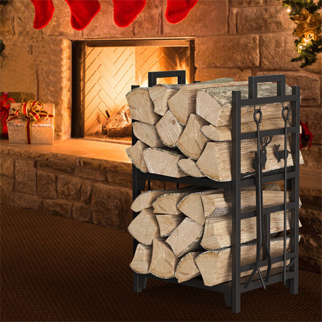 Coat Racks: Iron Log Holder Indoor Heavy Duty Firewood Rack 180kg