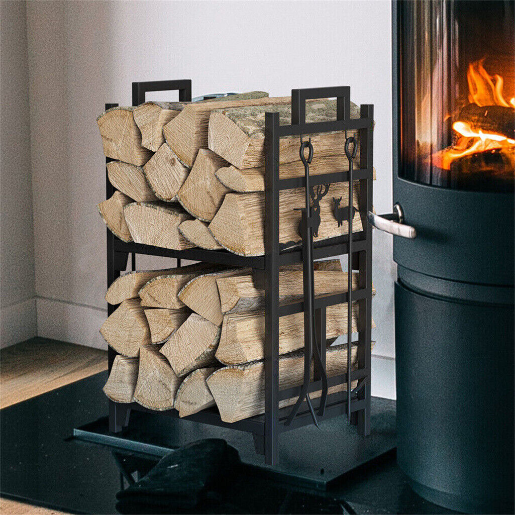 Coat Racks: Iron Log Holder Indoor Heavy Duty Firewood Rack 180kg