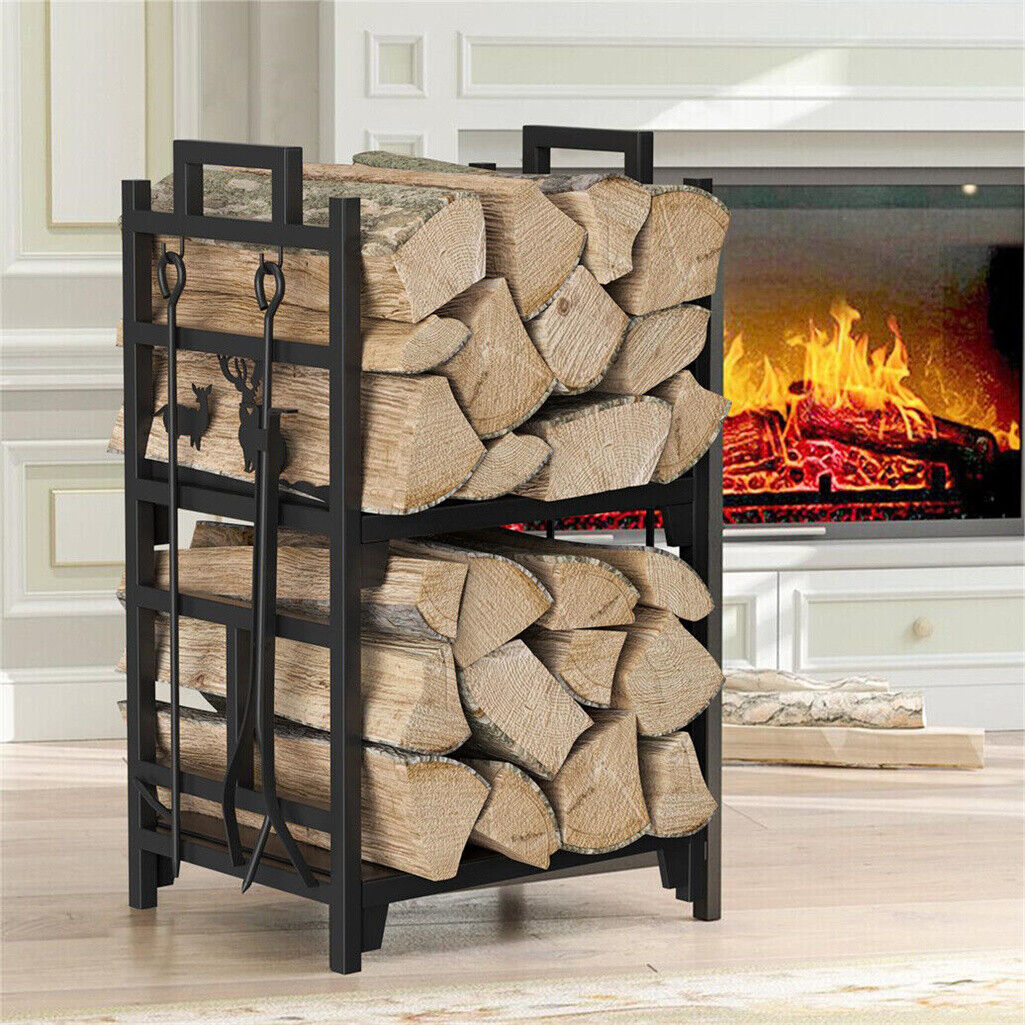 Coat Racks: Iron Log Holder Indoor Heavy Duty Firewood Rack 180kg