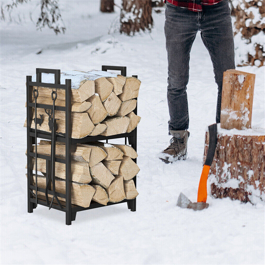 Coat Racks: Iron Log Holder Indoor Heavy Duty Firewood Rack 180kg