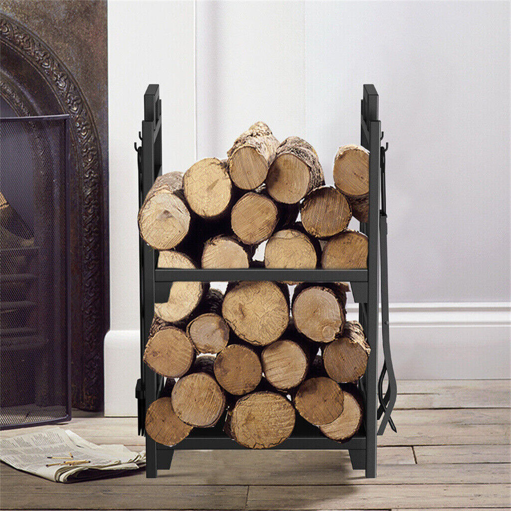Coat Racks: Iron Log Holder Indoor Heavy Duty Firewood Rack 180kg