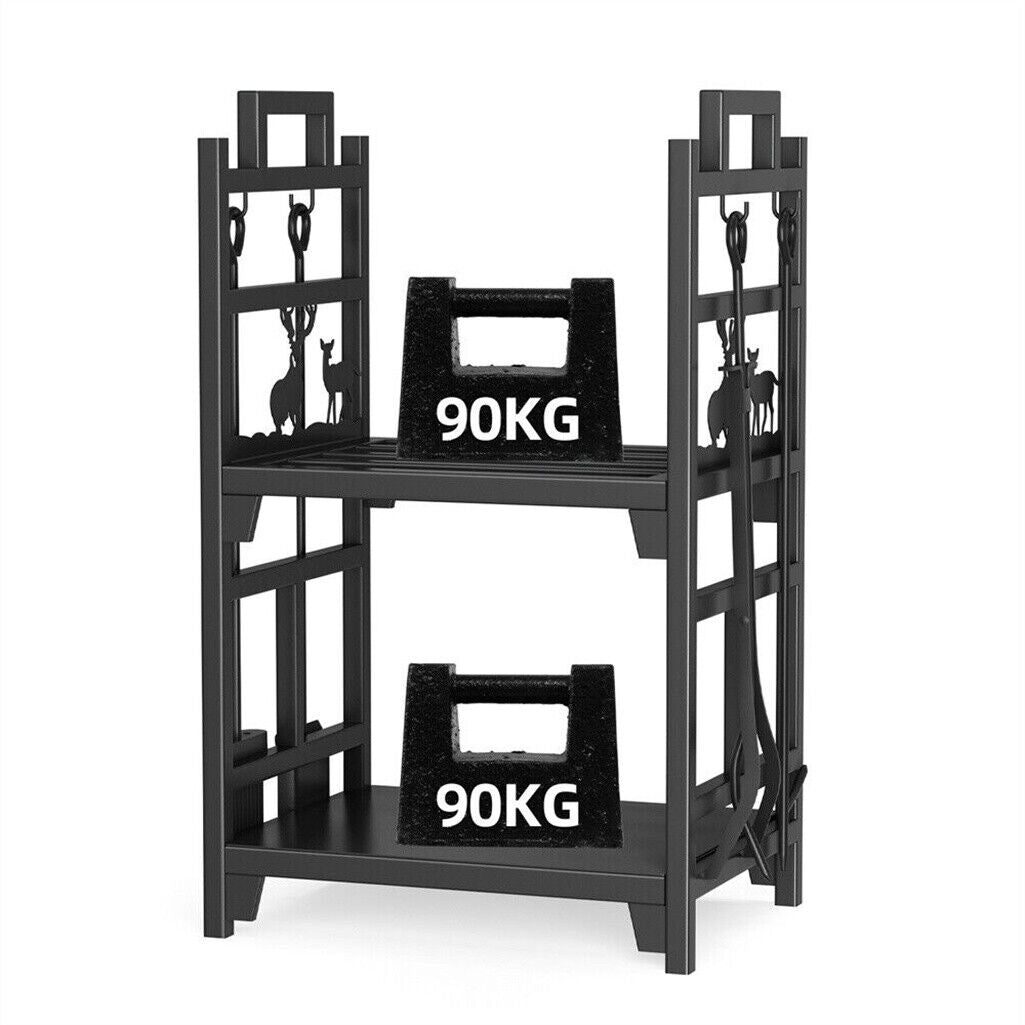 Coat Racks: Iron Log Holder Indoor Heavy Duty Firewood Rack 180kg