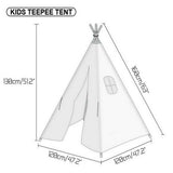 Outdoor Play Equipment: Kids Teepee Tent Linen Wood Black White Stripe Playhouse Indoor Garden