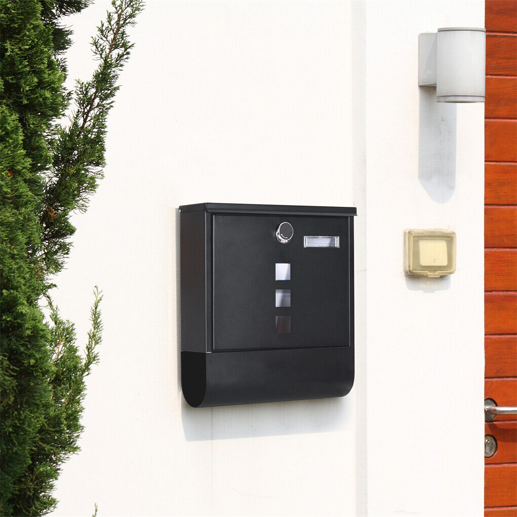 Wall Mounted Lockable Mailbox Galvanized Steel w/ Copper Lock
