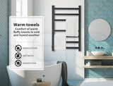 Drying Racks & Hangers: Aluminium Heated Towel Rail 7-Bar Electric Warmer Black