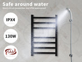 Drying Racks & Hangers: Aluminium Heated Towel Rail 7-Bar Electric Warmer Black