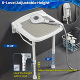Pool Toys & Inflatables: Wall-Mount Foldable Shower Chair, Adjustable, Non-Slip Feet