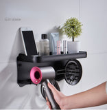 Hair Styling Tools: Magnetic Wall Mount Hair Dryer Holder for Dyson - Black Metal