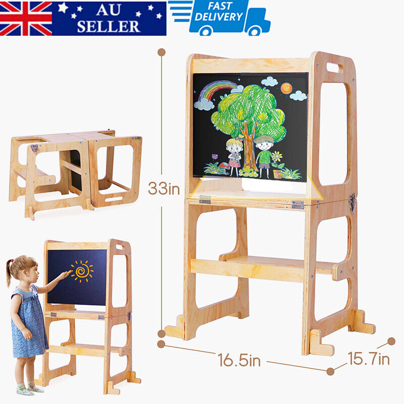 Table & Bar Stools: Wooden Toddler Step Stool Learning Tower Kitchen Safety