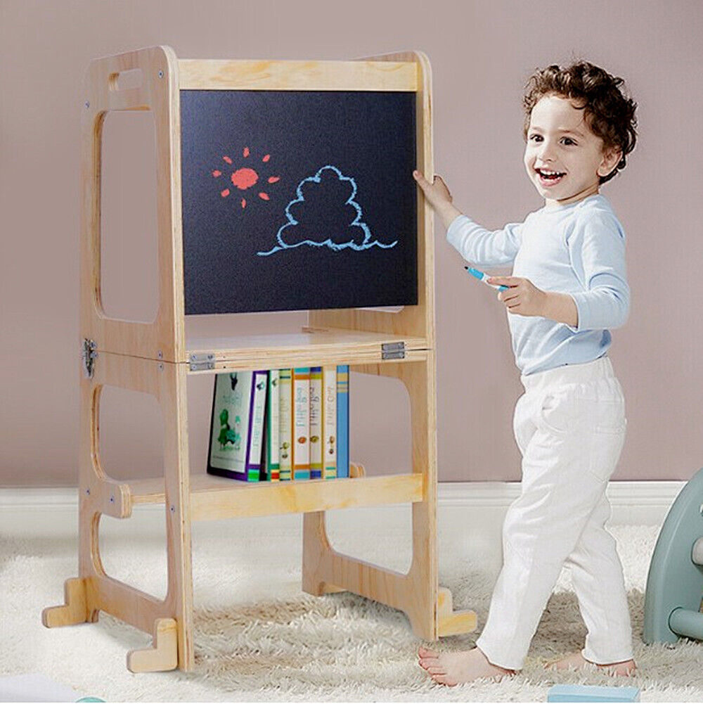 Table & Bar Stools: Wooden Toddler Step Stool Learning Tower Kitchen Safety