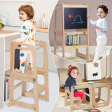 Table & Bar Stools: Wooden Toddler Step Stool Learning Tower Kitchen Safety