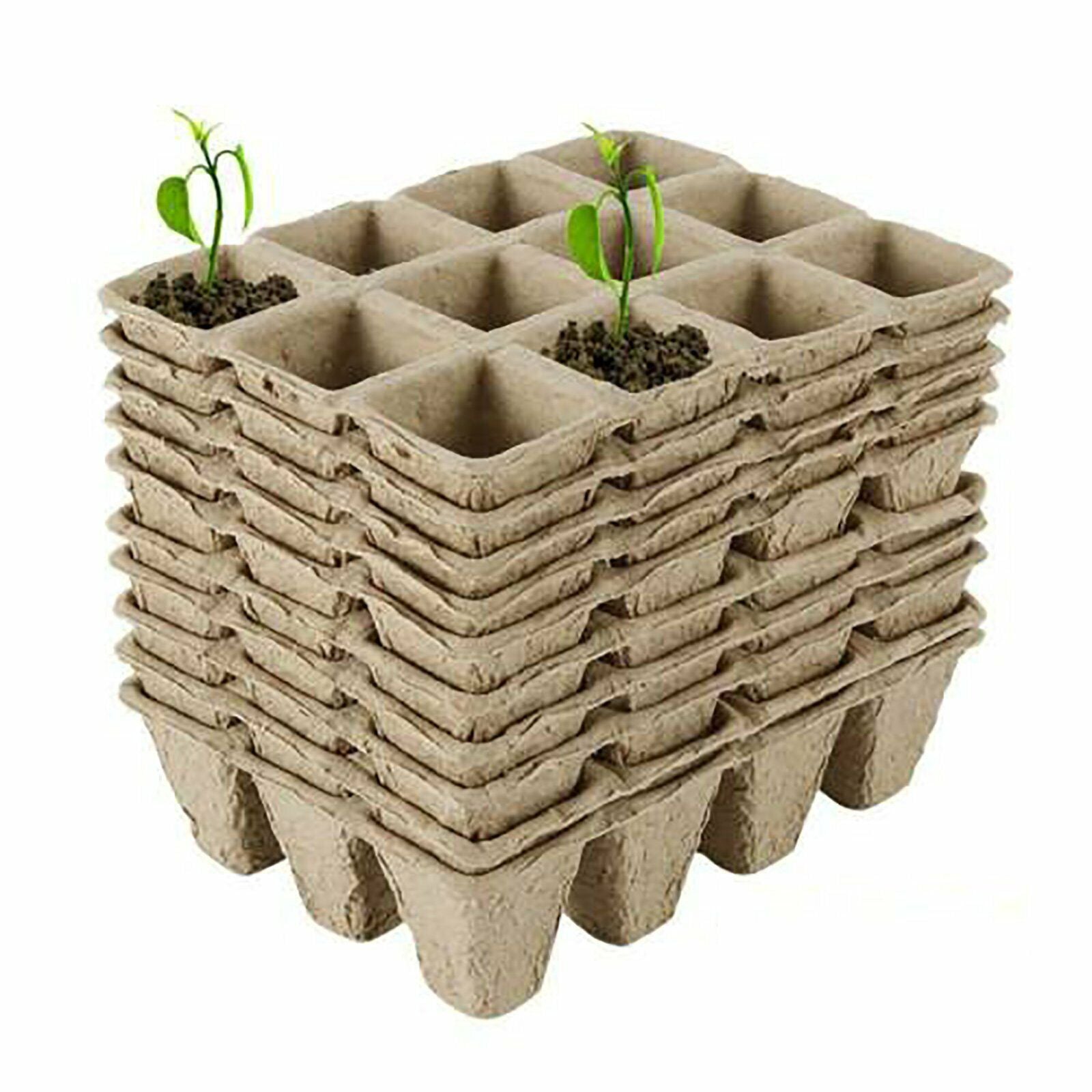 Gardening Tools: 10pcs Biodegradable Seedling Trays 12-Hole Garden Starter