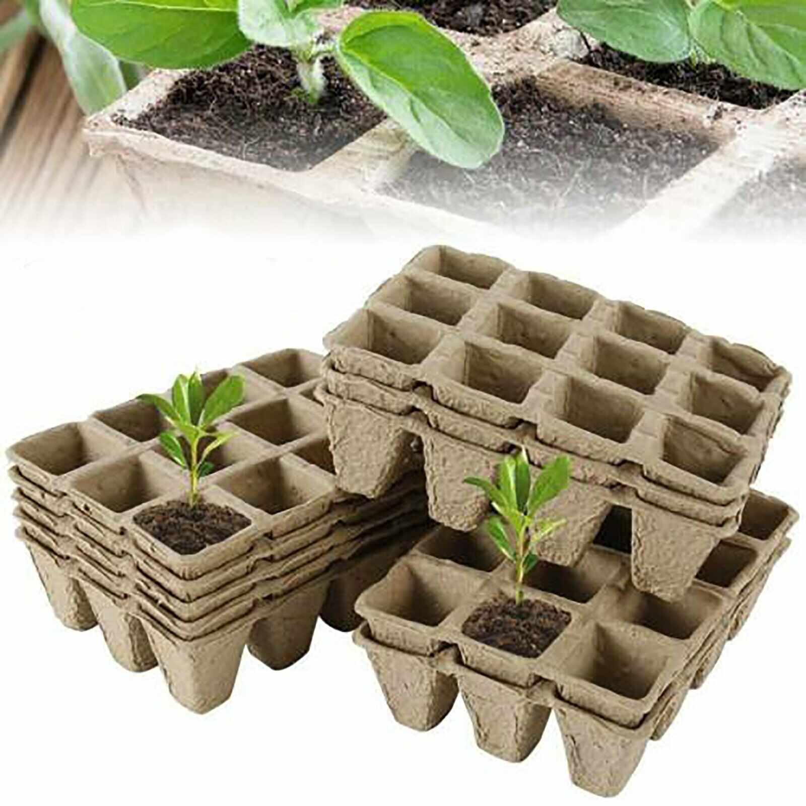 Gardening Tools: 10pcs Biodegradable Seedling Trays 12-Hole Garden Starter