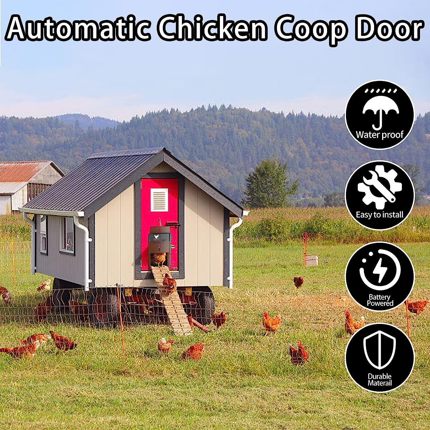 Gardening Tools: Automatic Chicken Coop Door Opener Solar Timer Sensor LCD AU
