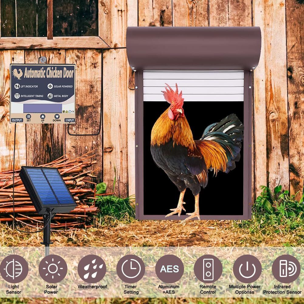 Fence & Gate Accessories: Automatic Chicken Coop Door Opener with Gate Light Sensor Remote