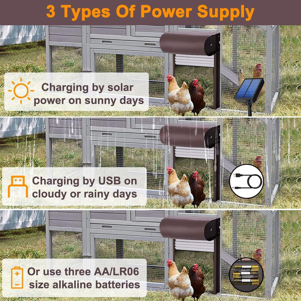Fence & Gate Accessories: Automatic Chicken Coop Door Opener with Gate Light Sensor Remote