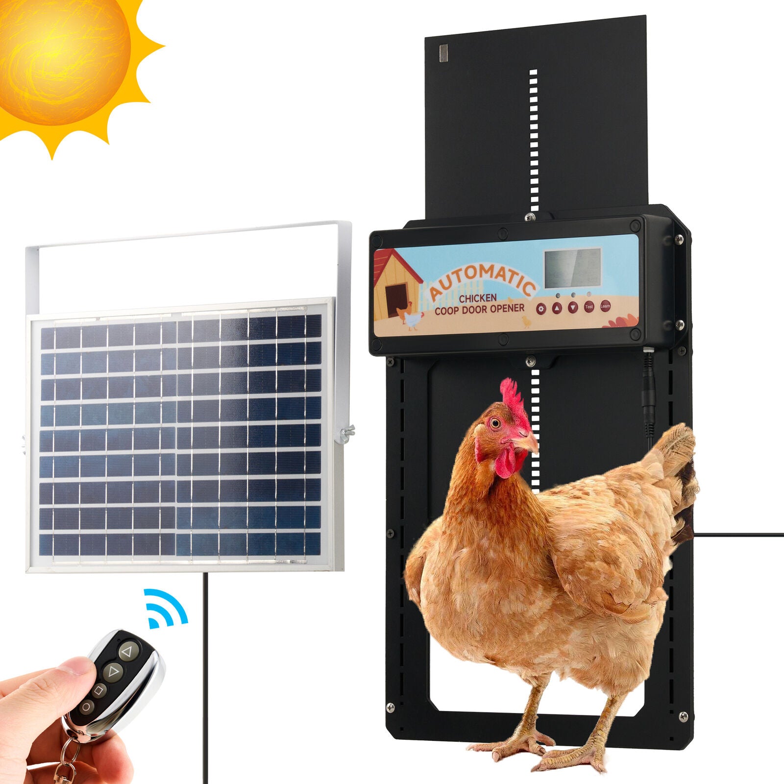 Coop & Hutch Accessories: Automatic Chicken Coop Door Solar/Battery/AC 6W Aluminum Copper