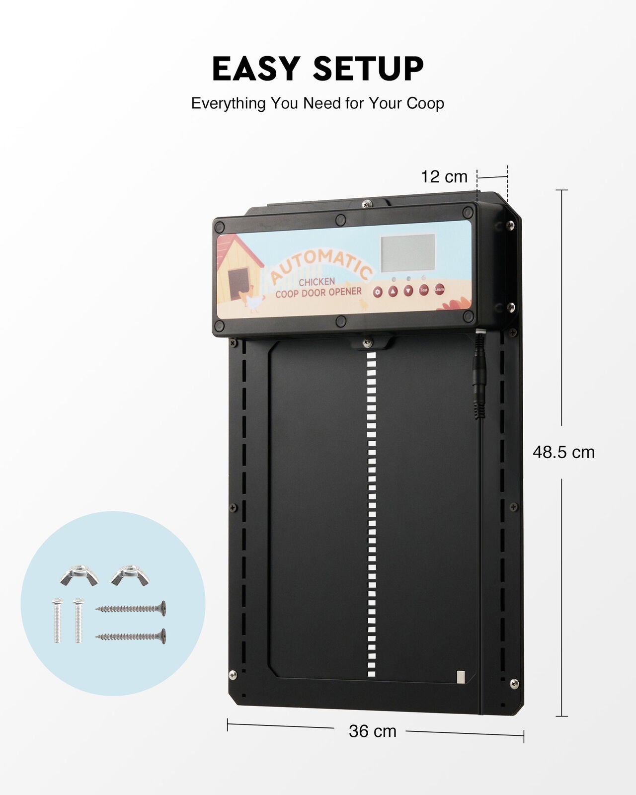 Coop & Hutch Accessories: Automatic Chicken Coop Door Solar/Battery/AC 6W Aluminum Copper