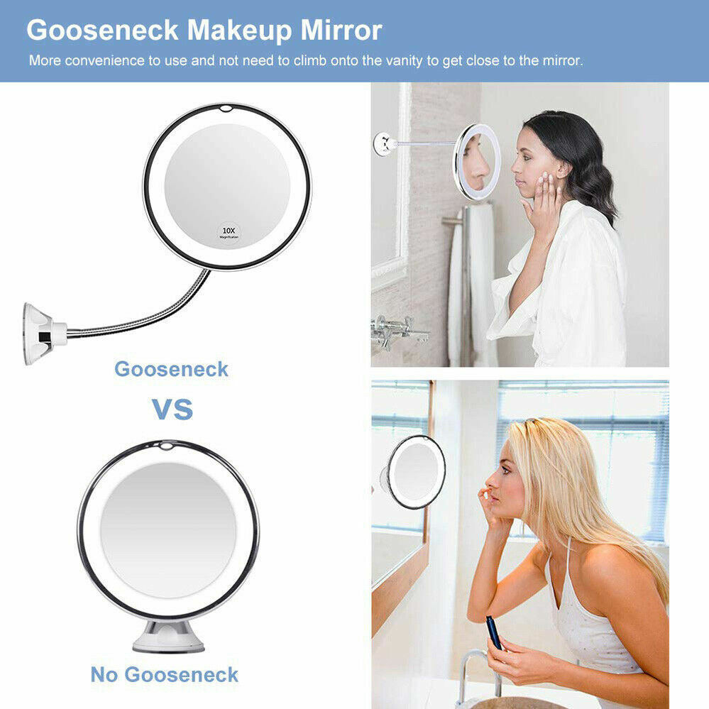 Makeup Mirrors: 10X LED Magnifying Makeup Mirror 360° Rotation