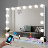 Mirrors: Hollywood LED Vanity Mirror Bluetooth Rectangle White Silver