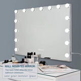 Mirrors: Hollywood LED Vanity Mirror Bluetooth Rectangle White Silver