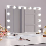 Mirrors: Hollywood LED Vanity Mirror Rectangle White Silver Wall Mirror