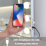 Mirrors: White Bluetooth Hollywood Mirror Rectangle Vanity Wall Light
