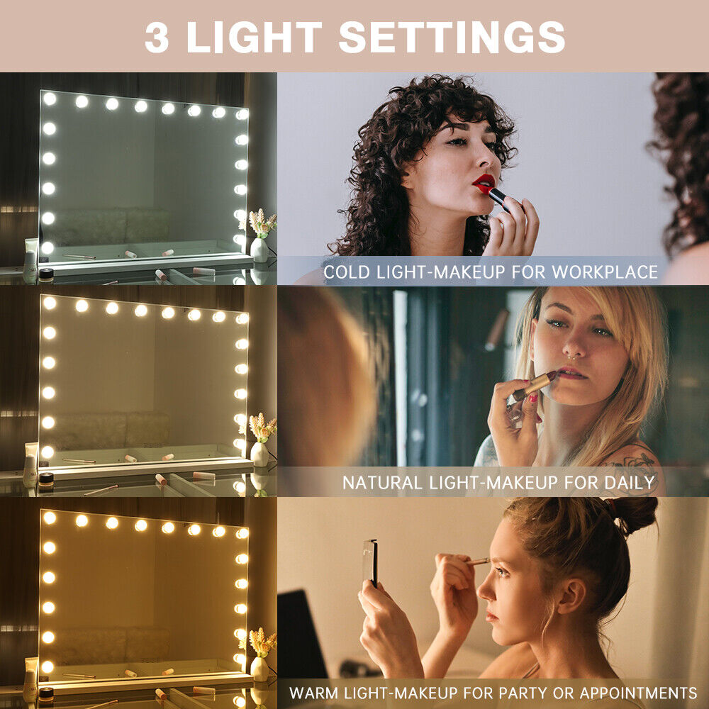 Mirrors: White Bluetooth Hollywood Mirror Rectangle Vanity Wall Light