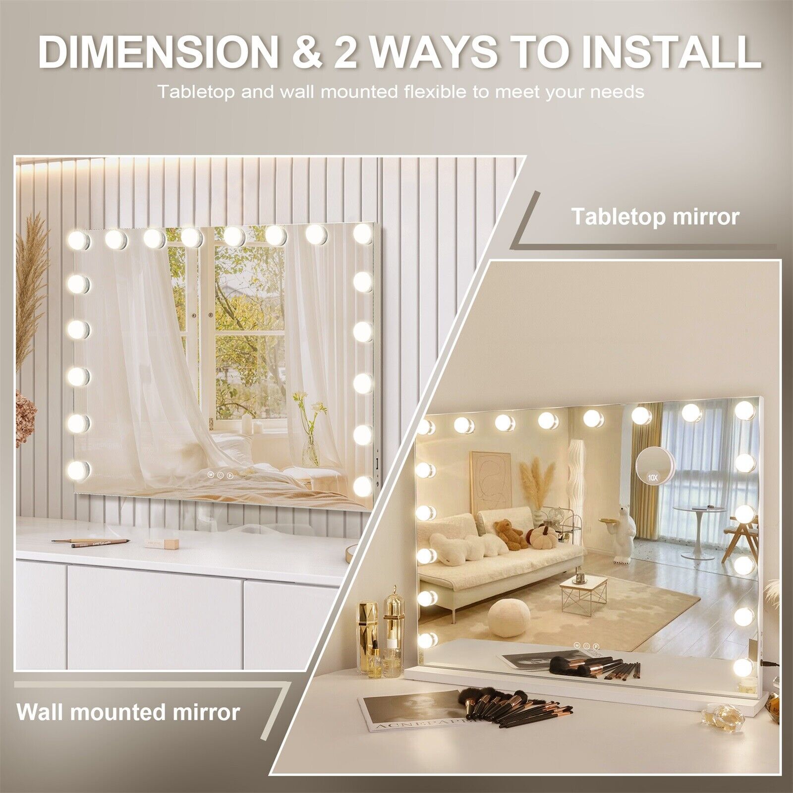 Mirrors: White Bluetooth Hollywood Mirror Rectangle Vanity Wall Light