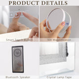 Makeup Mirrors: Crystal Vanity Mirror 80CM LED Bluetooth Magnifying