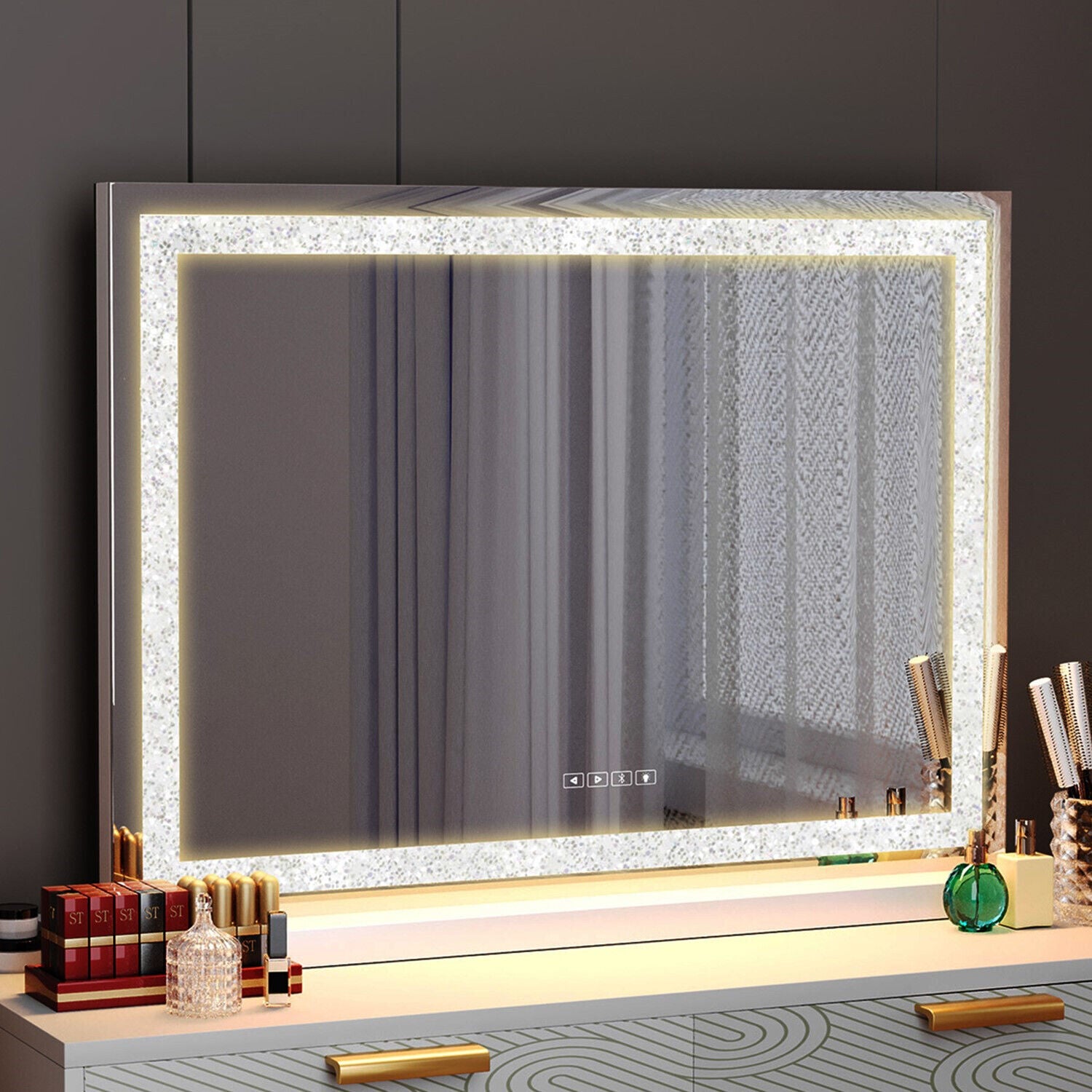 Makeup Mirrors: LED Makeup Mirror Bluetooth Touch Sensor Hollywood Vanity