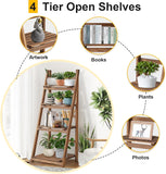 Bookcases & Shelves: Rustic Wood 4 Tier Plant Stand Bookshelf 38CM Corner Shelf