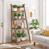 Bookcases & Shelves: Rustic Wood 4 Tier Plant Stand Bookshelf 38CM Corner Shelf