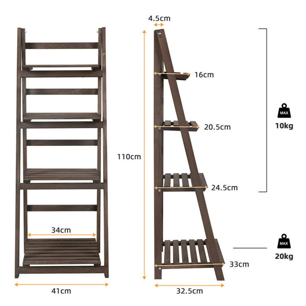 Bookcases & Shelves: Rustic Wood 4 Tier Plant Stand Bookshelf 38CM Corner Shelf