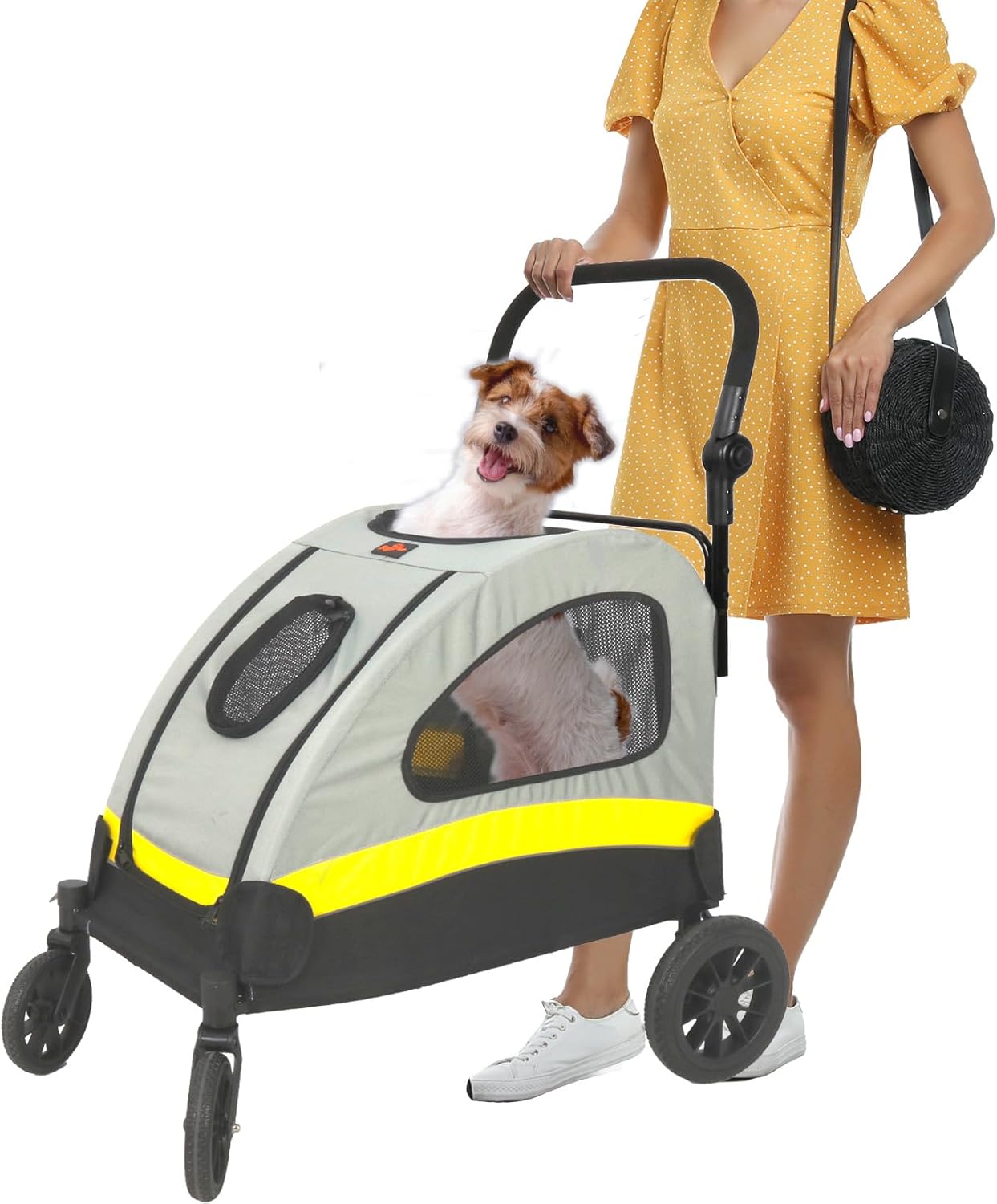 Cat Carriers & Crates: Dog Stroller Large Foldable Pet Travel Cart