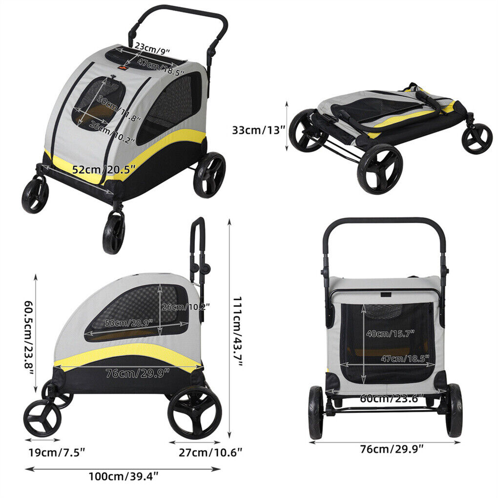 Cat Carriers & Crates: Dog Stroller Large Foldable Pet Travel Cart