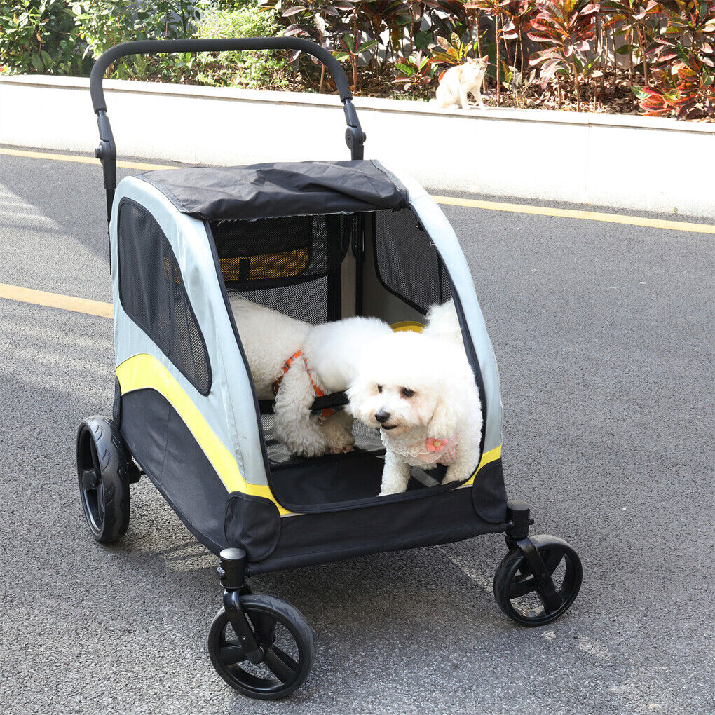 Cat Carriers & Crates: Dog Stroller w/ Divider, Foldable Pet Cart