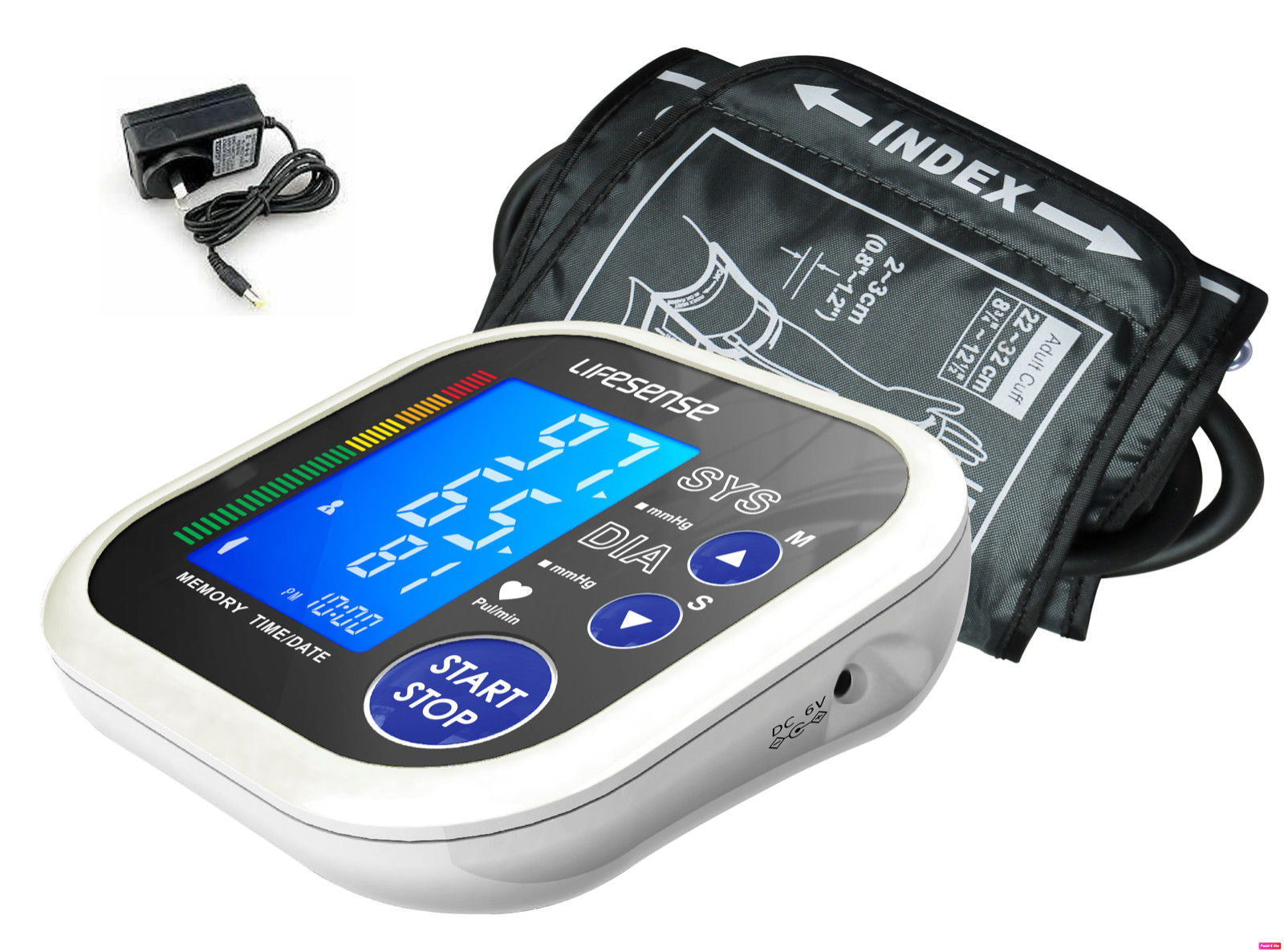 Monitoring & Testing: Digital Blood Pressure Monitor Large Cuff + AC Adapter