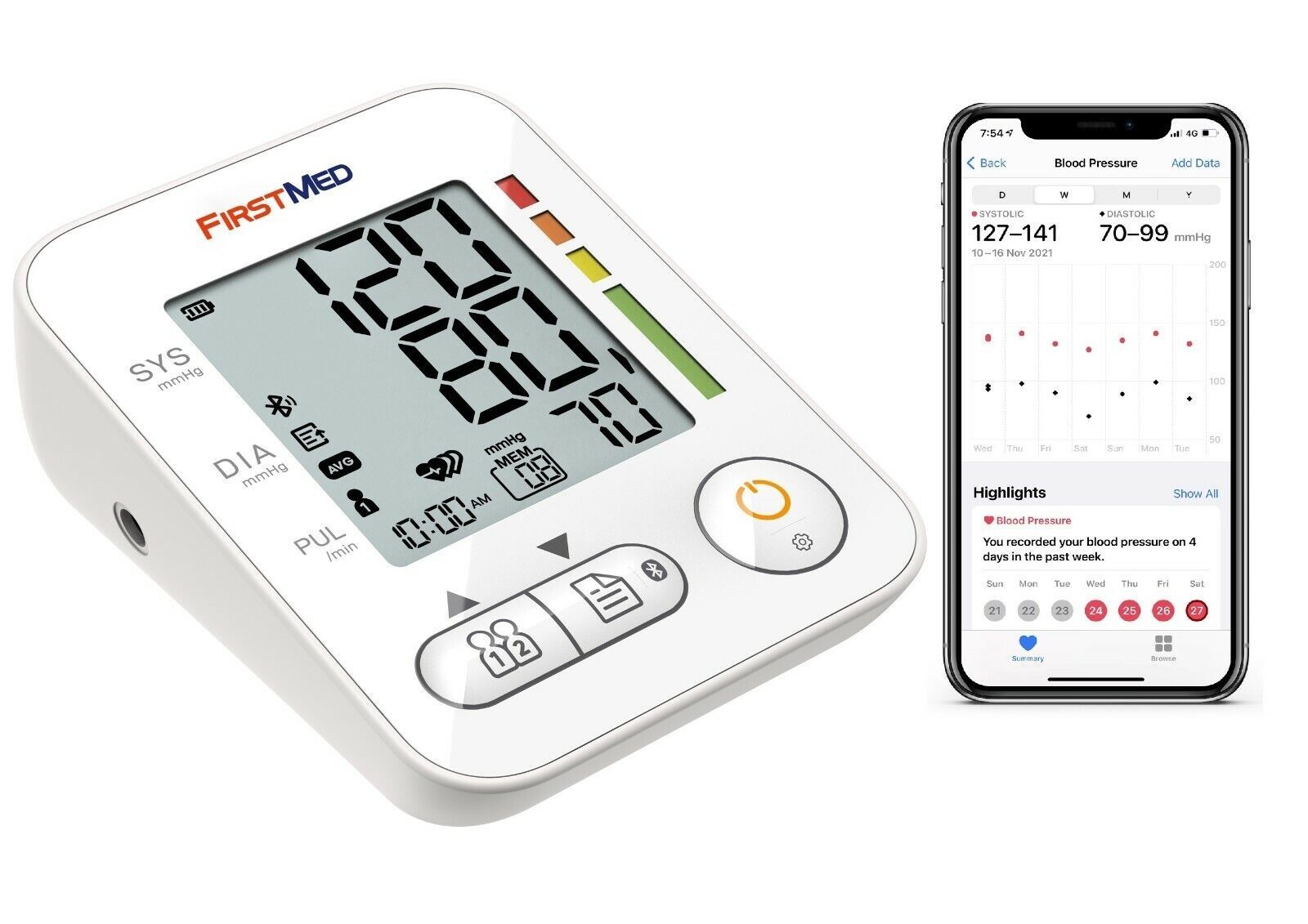Monitoring & Testing: Bluetooth Blood Pressure Monitor, Auto Digital, 22-32cm Cuff