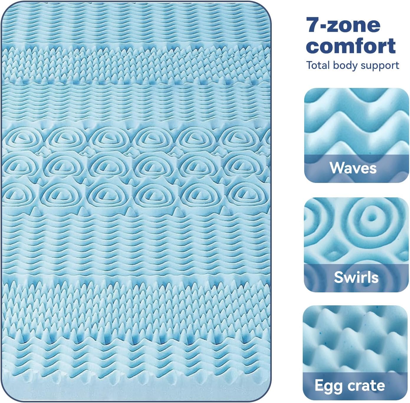Mattress Toppers: Double Bamboo Memory Foam Mattress Topper 7-Zone 8cm