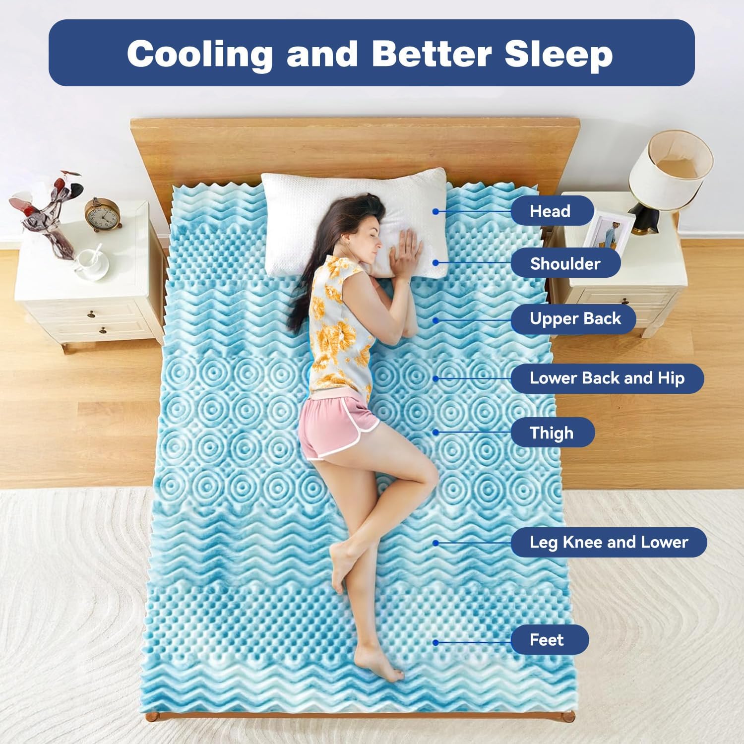 Mattress Toppers: King Mattress Topper Memory Foam 7-Zone 8cm