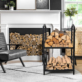 Coat Racks: Steel Firewood Rack with Tools, Large Log Holder, 30cm Depth