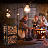 Coat Racks: Steel Firewood Rack with Tools, Large Log Holder, 30cm Depth