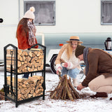 Coat Racks: Steel Firewood Rack with Tools, Large Log Holder, 30cm Depth